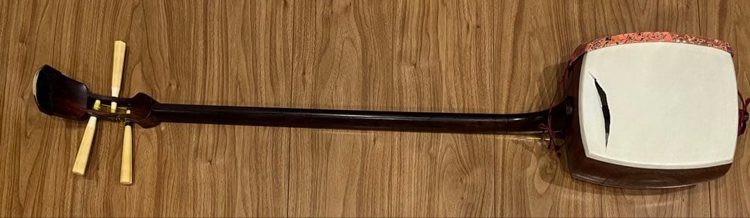 三味線 細棹 金細 綾杉彫り