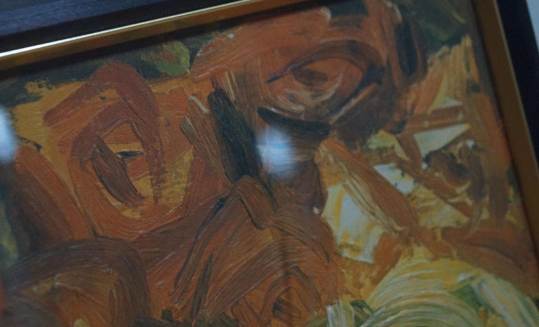 洋画家 中川一政 作『薔薇』油絵 油彩画 額絵 絵画 複製画 共箱