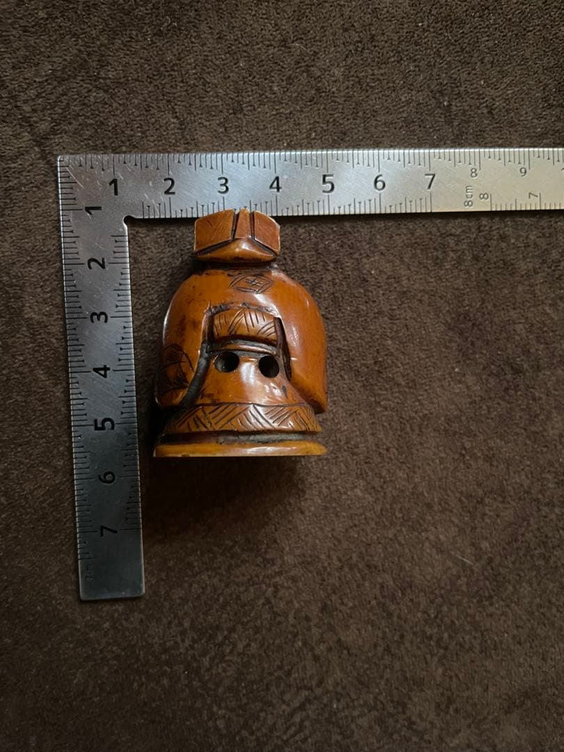 根付 寿老人と鶴 骨 牙等天然素材 銘 友三