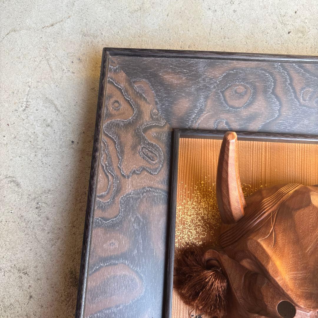 木製 能面 毛飾り付き 作家サイン入り般若