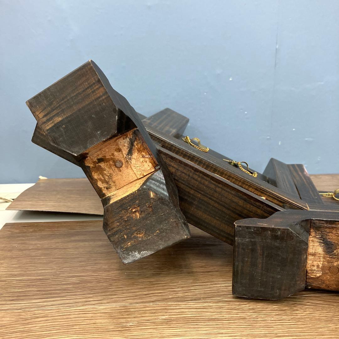 A-1 昭和レトロ 木製 弓矢台 刀掛け 刀台 飾り台 龍彫刻 金具付 五月人形