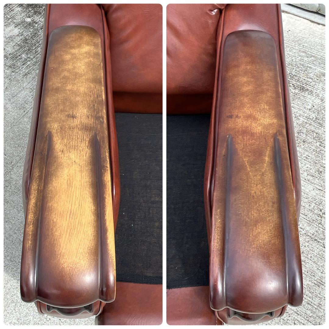 【送料無料】西洋アンティーク レザー 1人掛けソファ ロビーチェア 昭和レトロ