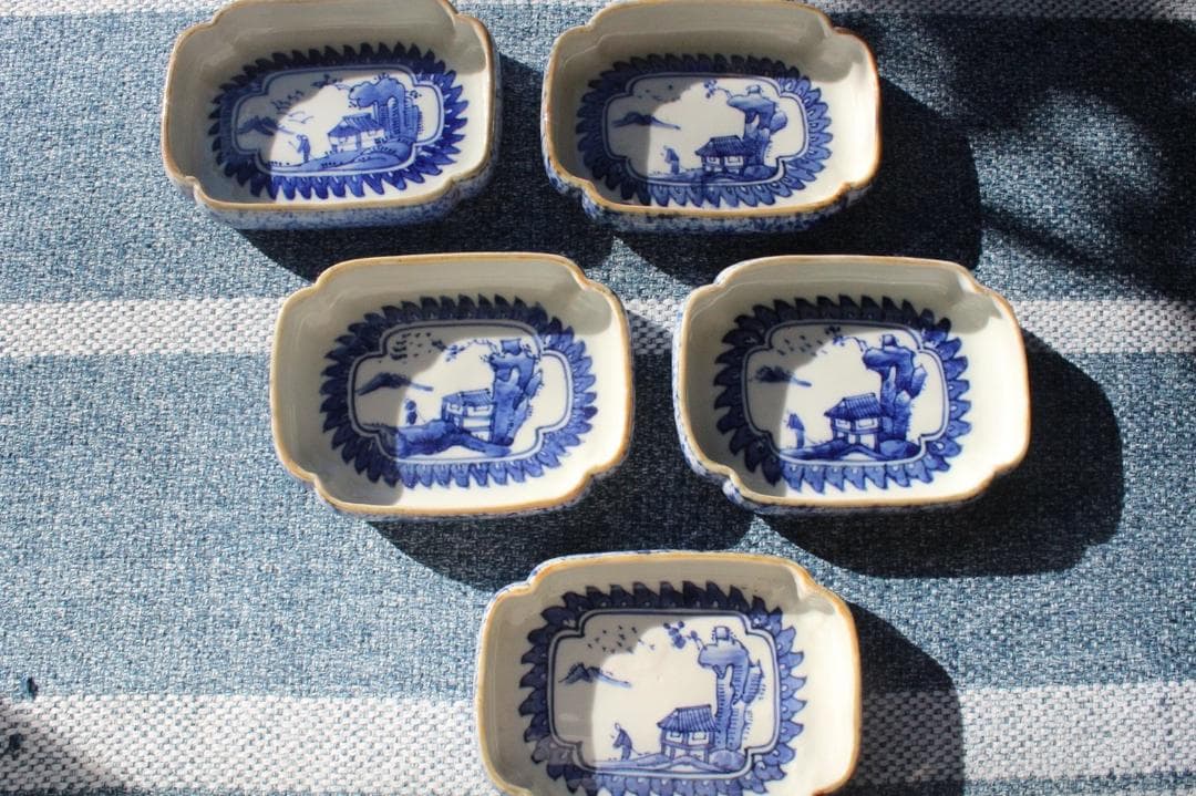 染付古伊万里 お刺身鉢5枚セット