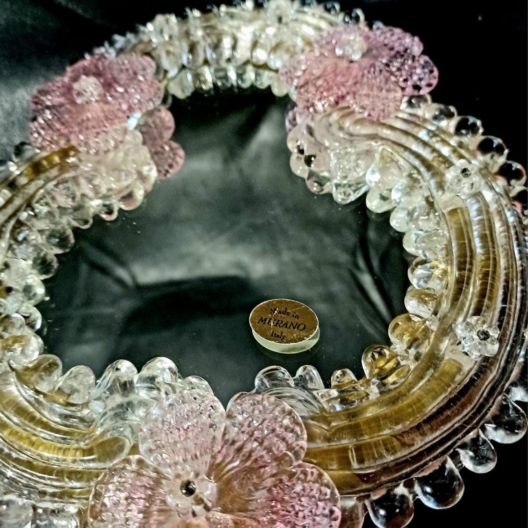 MURANO GLASS ITALY 34㎝ ムラノ ハンドミラー 手鏡
