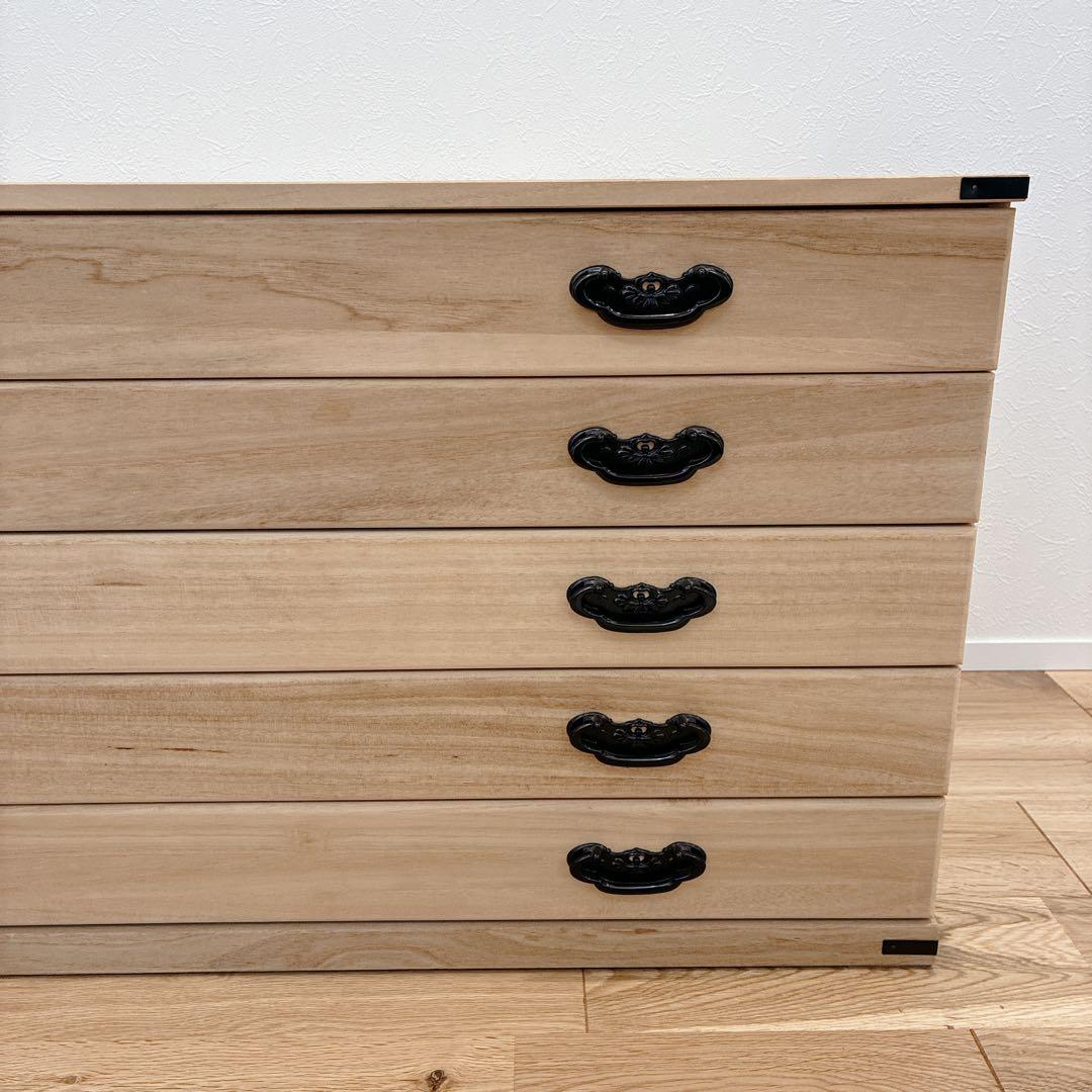 【美品】総桐箪笥 防湿・防虫 和モダン 収納 レトロ タンス 5段 家具 大容量