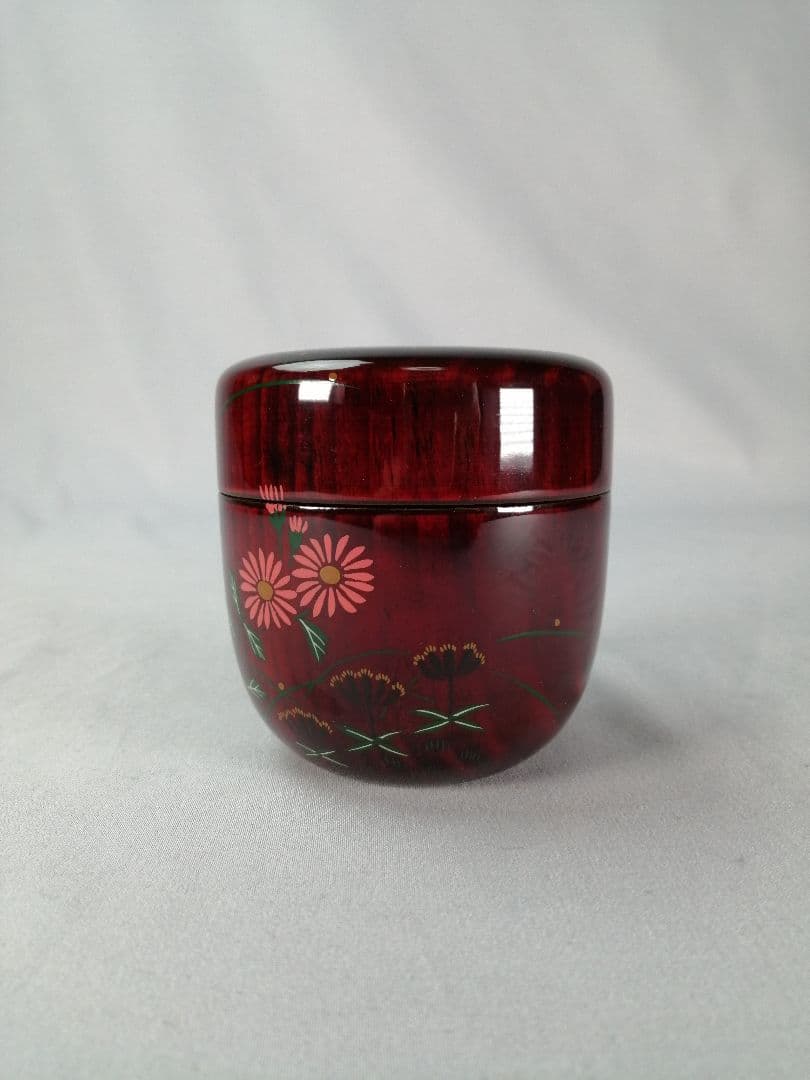 【茶事具】一峰作　即中斎好色絵秋草蒔絵溜大棗　棗298