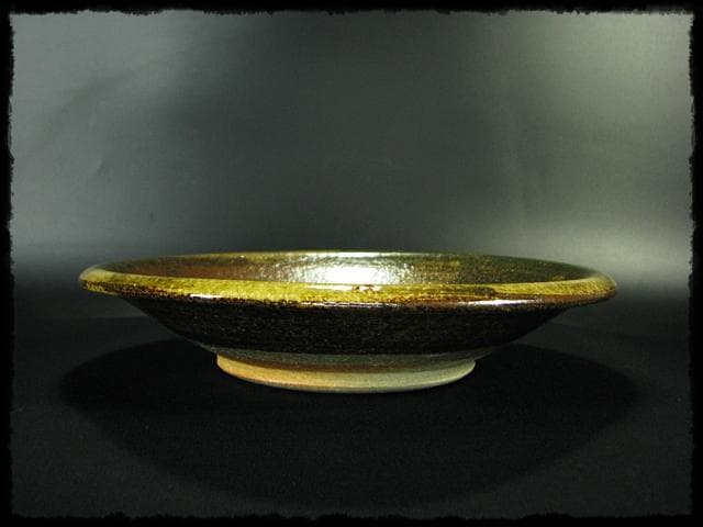 中島 克童 鐵砂皿 懐石 茶道具 益子 民芸 飾皿 1 f87