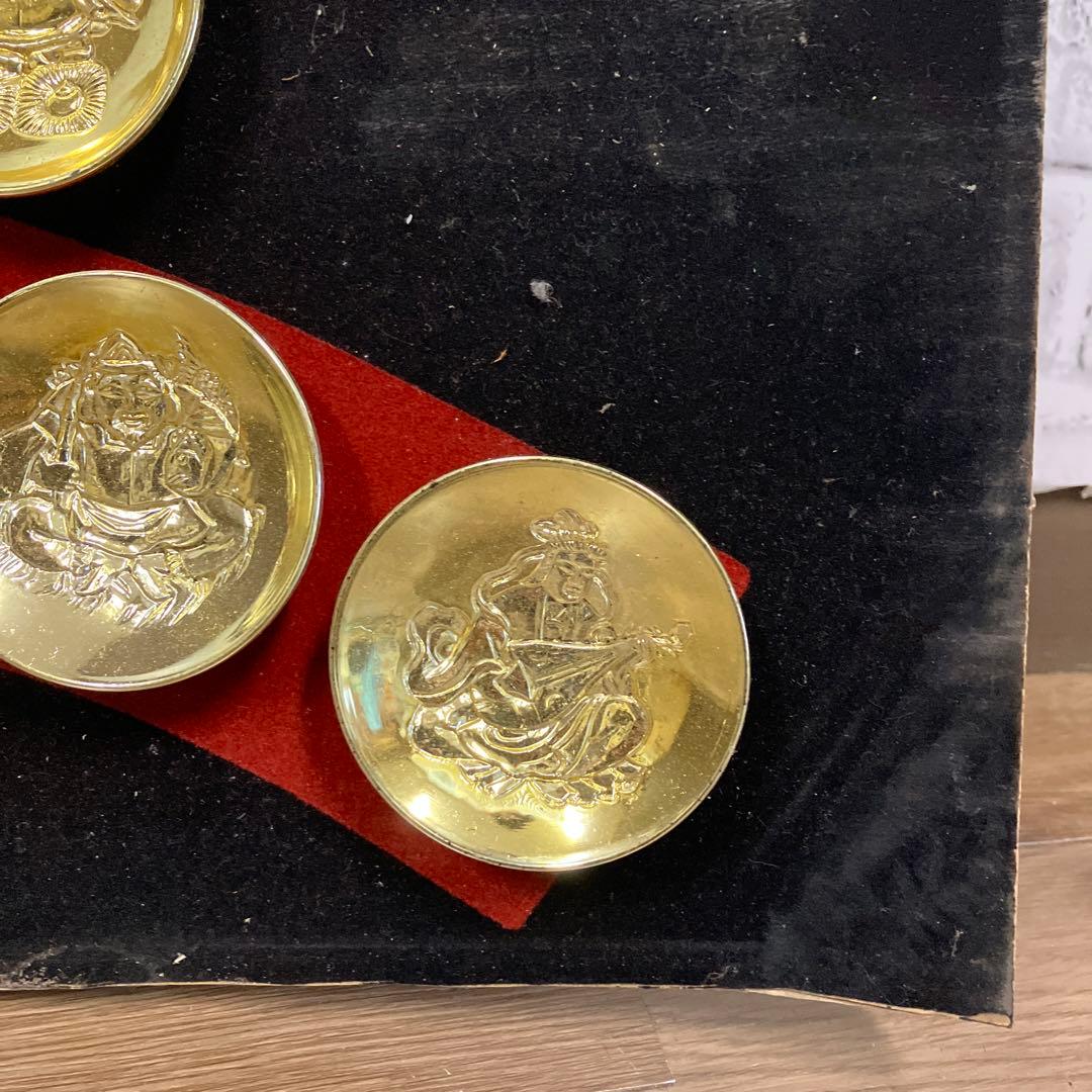 開運 縁起物 七福神 オブジェ 宝船 金色 飾り 壁掛け 置き物 昭和レトロ