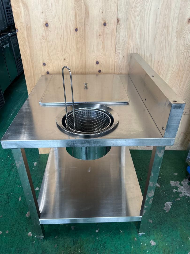 業務用食品準備作業テーブルパン粉付けテーブル、ステンレス容器とバスケット付き