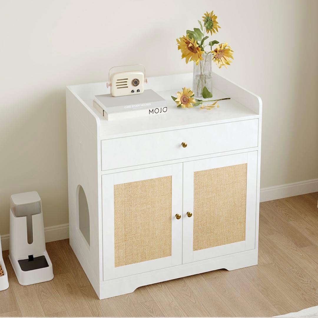 【爪とぎ付き】猫トイレカバーキャットキャビネット サイドボード ネコレストルーム