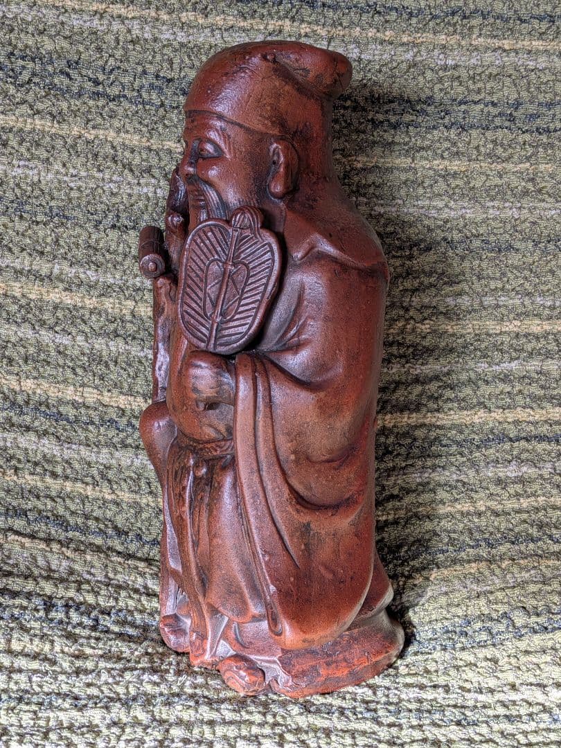 No.18備前焼寿老人置物 A25、備前焼の七福神置物、長寿・智慧の神様、希少品