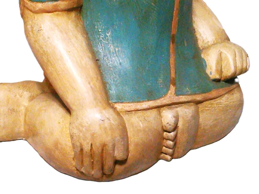 【 稀少大型　彩色唐子像 】　伝統彫刻　一木彫り