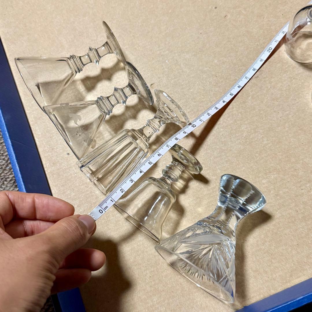 アンティークガラス 昭和レトロ￼￼￼ リキュール盃 杯 明治 和ガラス 11点