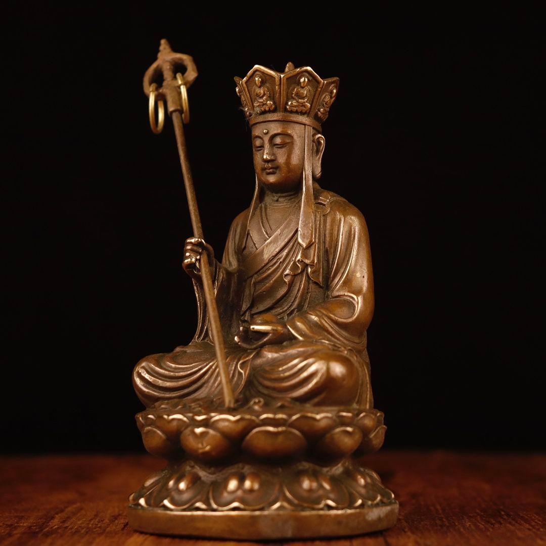 仏教美術 仏像 銅像 地蔵王菩薩仏像 奉納 九華山坐蓮地蔵王 工芸品 置物