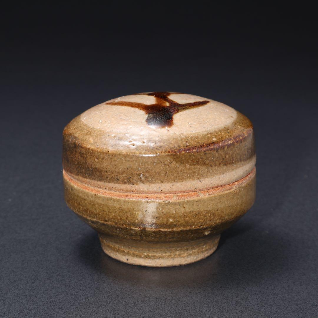 浜田庄司　鉄絵とうきび文合子　人間国宝　香合　R1613K2