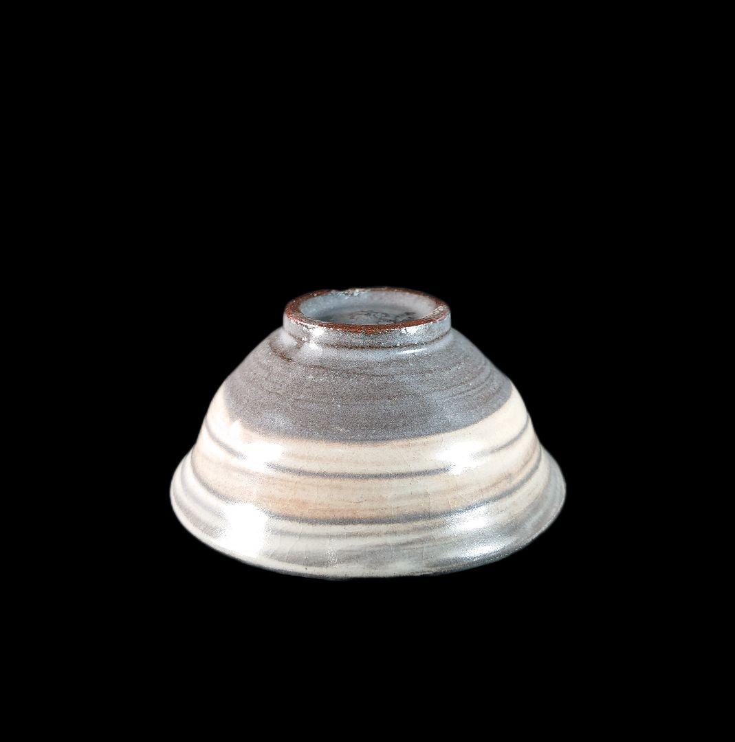 ■唐津焼 巨匠中里重利 刷毛目盃 紐付き共箱、印あり共布、栞三枚全揃い ぐい呑み