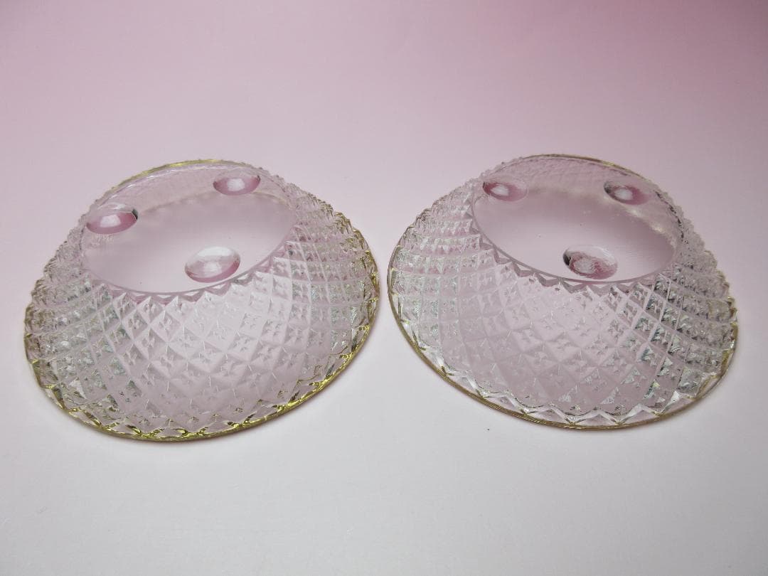 江戸ガラス ギヤマン 金縁 花魚子模様 小鉢 盃 6客 70307