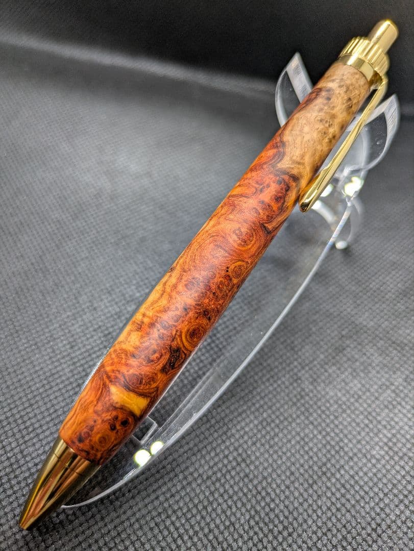 極上花梨紅白 ボールペン 工房楔監修 加藤金属 ゴールド金具