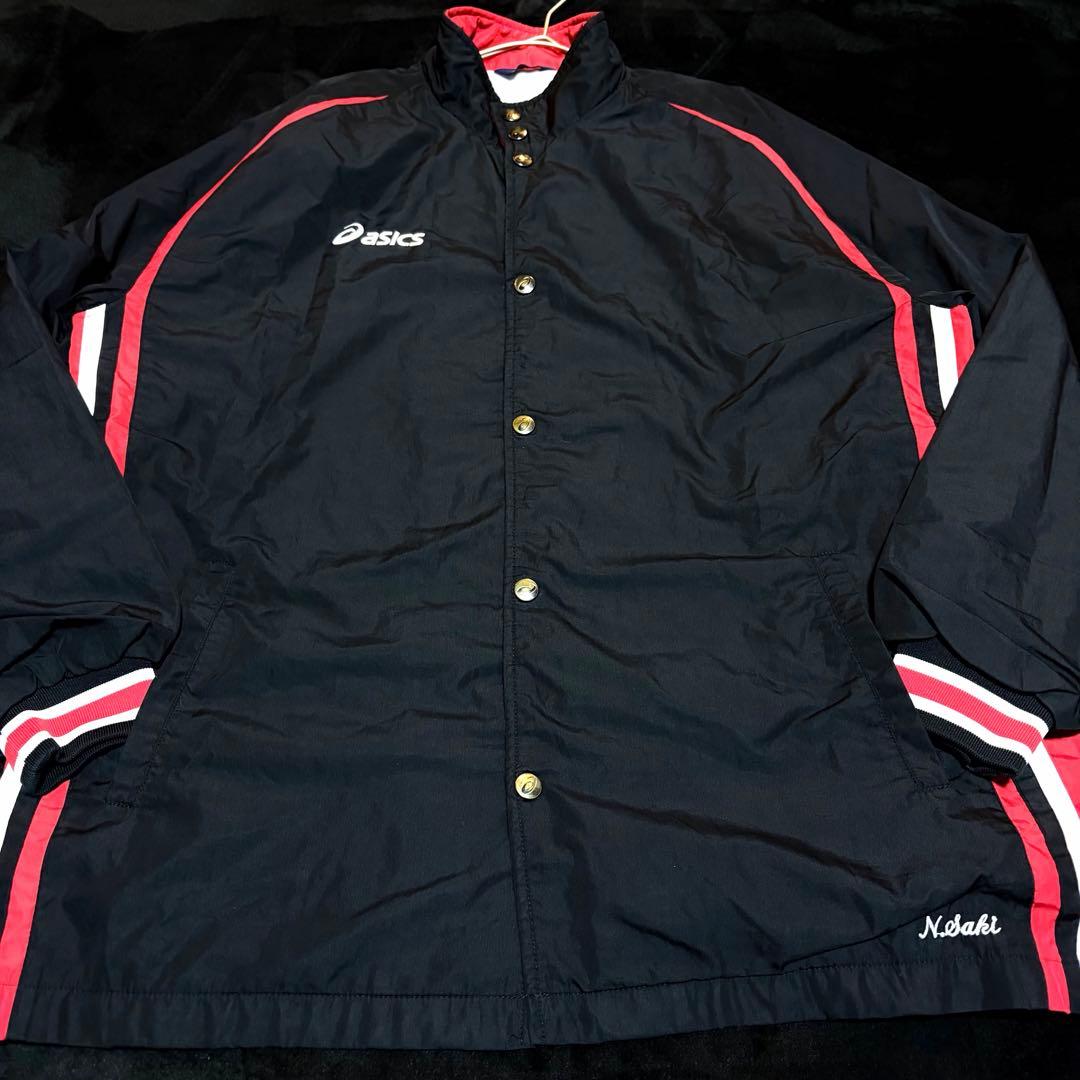 状態◎【asics／アシックス】ナイロンジャージ上下セット 刺繍ロゴ スポーツ
