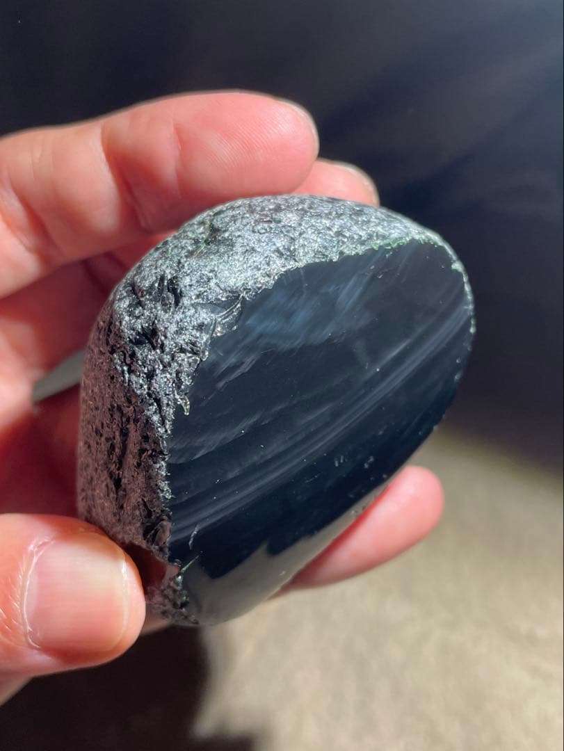 研磨品　十勝石玲瓏　ブルーベース　レインボーオブシディアン