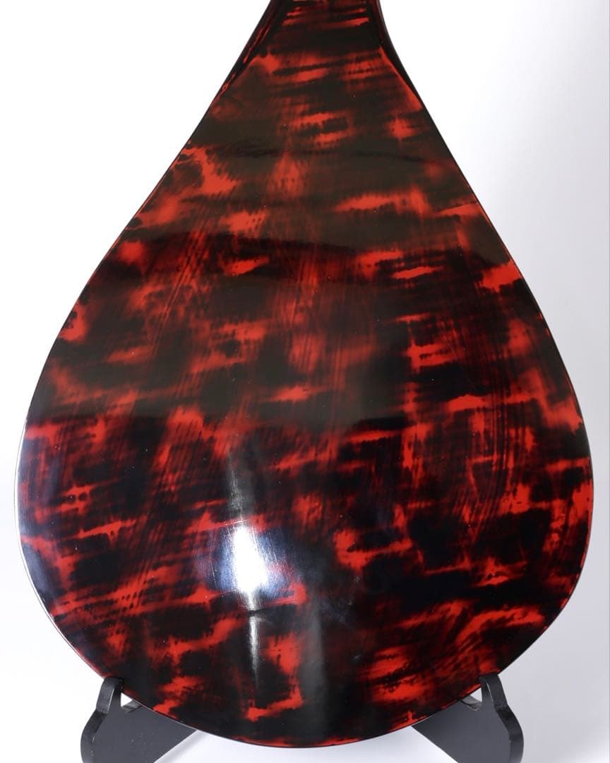 【極上漆芸】漆芸家 野澤寛 作 朱漆塗 瓢箪形 飾台 大型 花台 平台 箱栞付