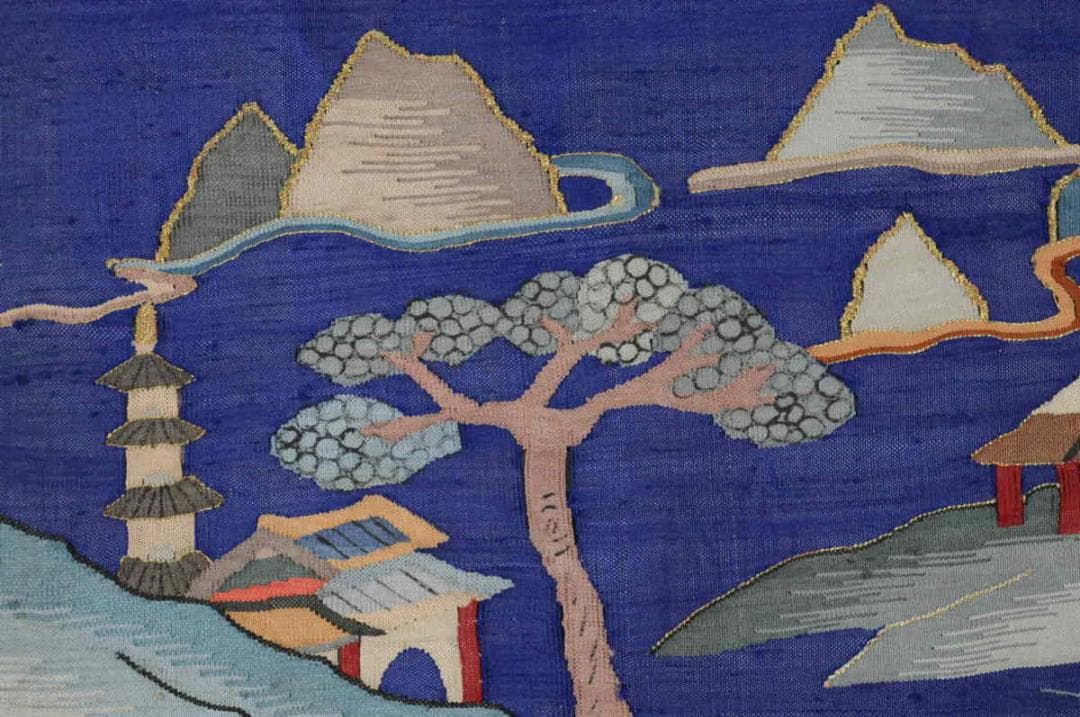 【珍】　★ 布片 緙絲古布 ★　緙絲 山水人物紋　明清織繍