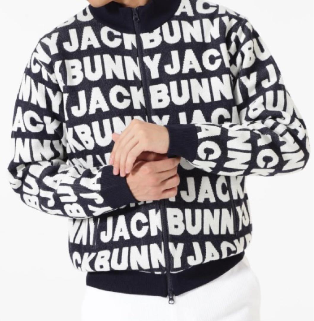 新品 パーリーゲイツ ジャックバニー ロゴジャガード防風裏地ブルゾン(5)L/紺