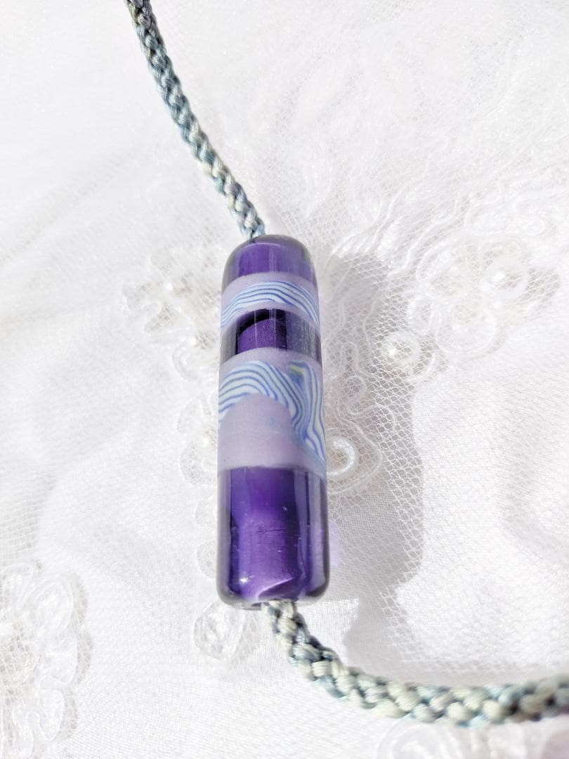 吉田正子トンボ玉（貳拾肆）　「江戸組み紐」ネックレス　ガラス玉に込めた日本画