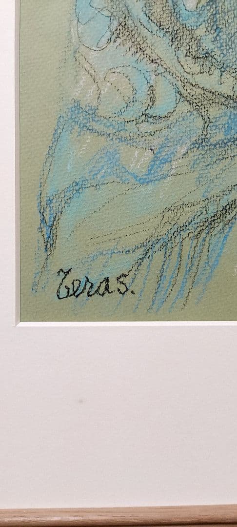 寺島　龍一「ブルーのショールを纏う女性」パステル