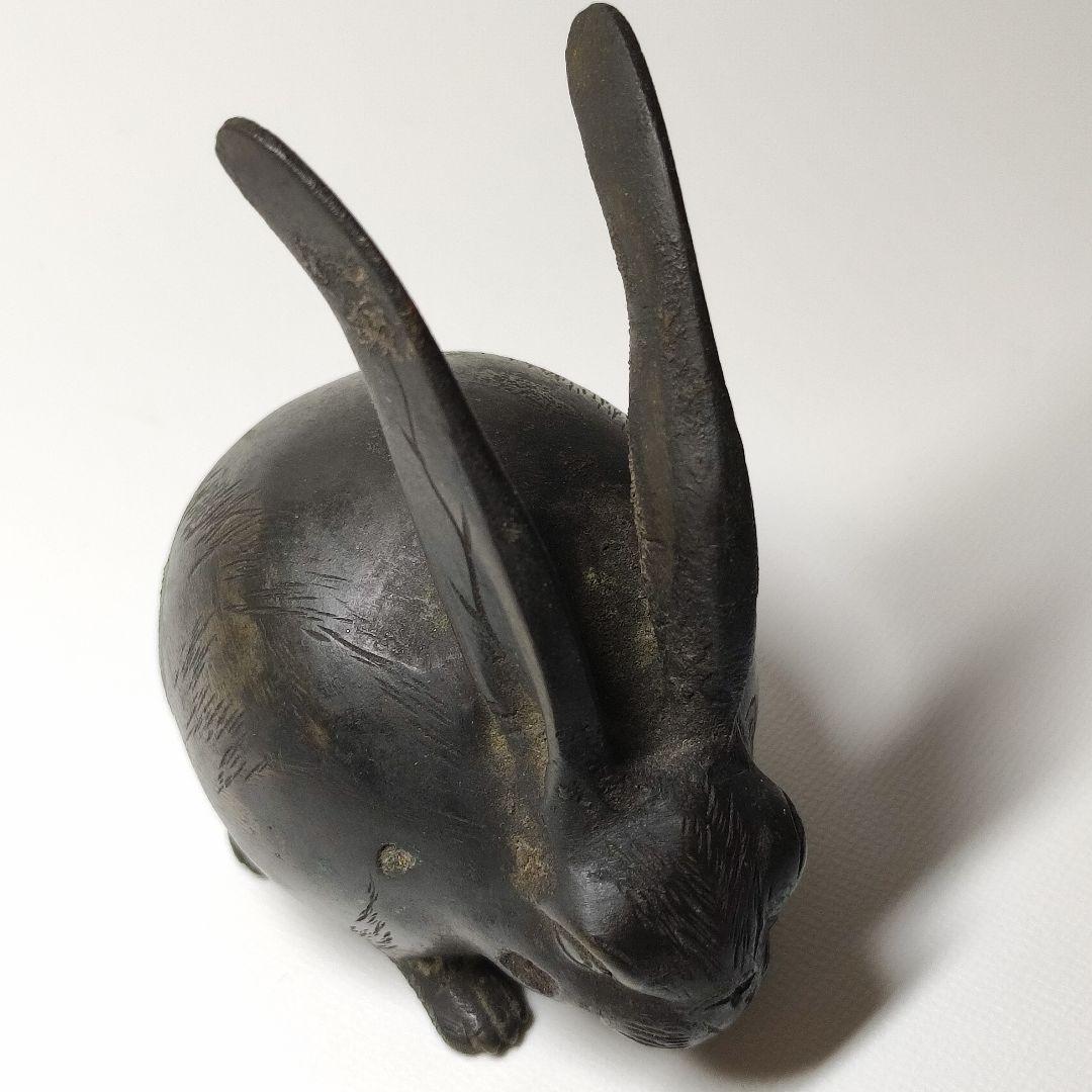 古銅　長耳兎置物　江戸時代