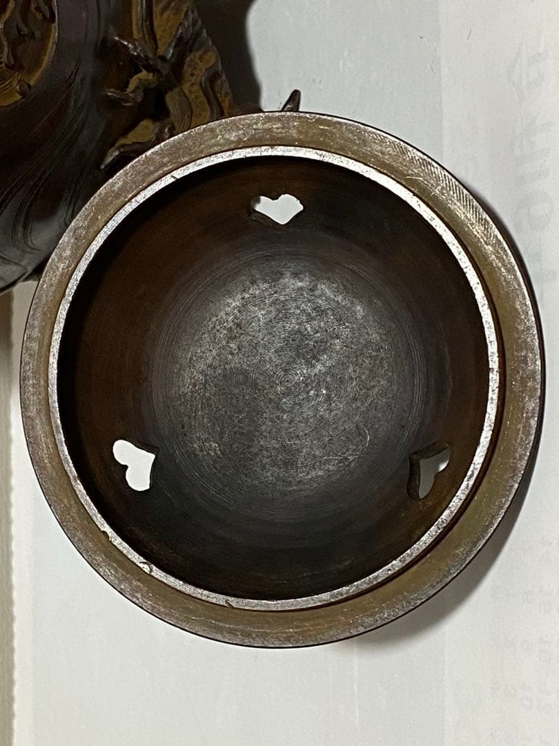 ♦蝋型細密鋳金 象嵌 波乗り兎 波千鳥文 波乗り龍足 香炉 唐金 美術品 骨董品