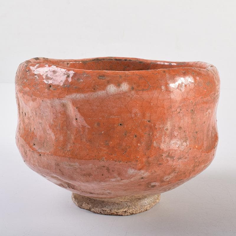 茶道具　楽吉左衛門　左入作　赤楽茶碗　九代　大樋長左衛門極め箱　V　R7631