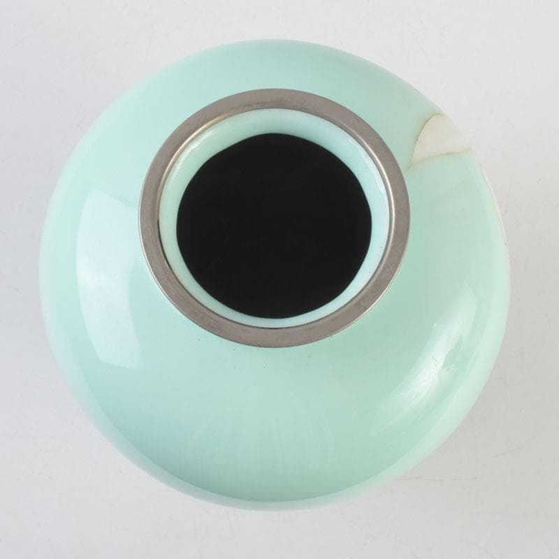 七宝焼　花文　花瓶　唐木台付　共箱　V　9254