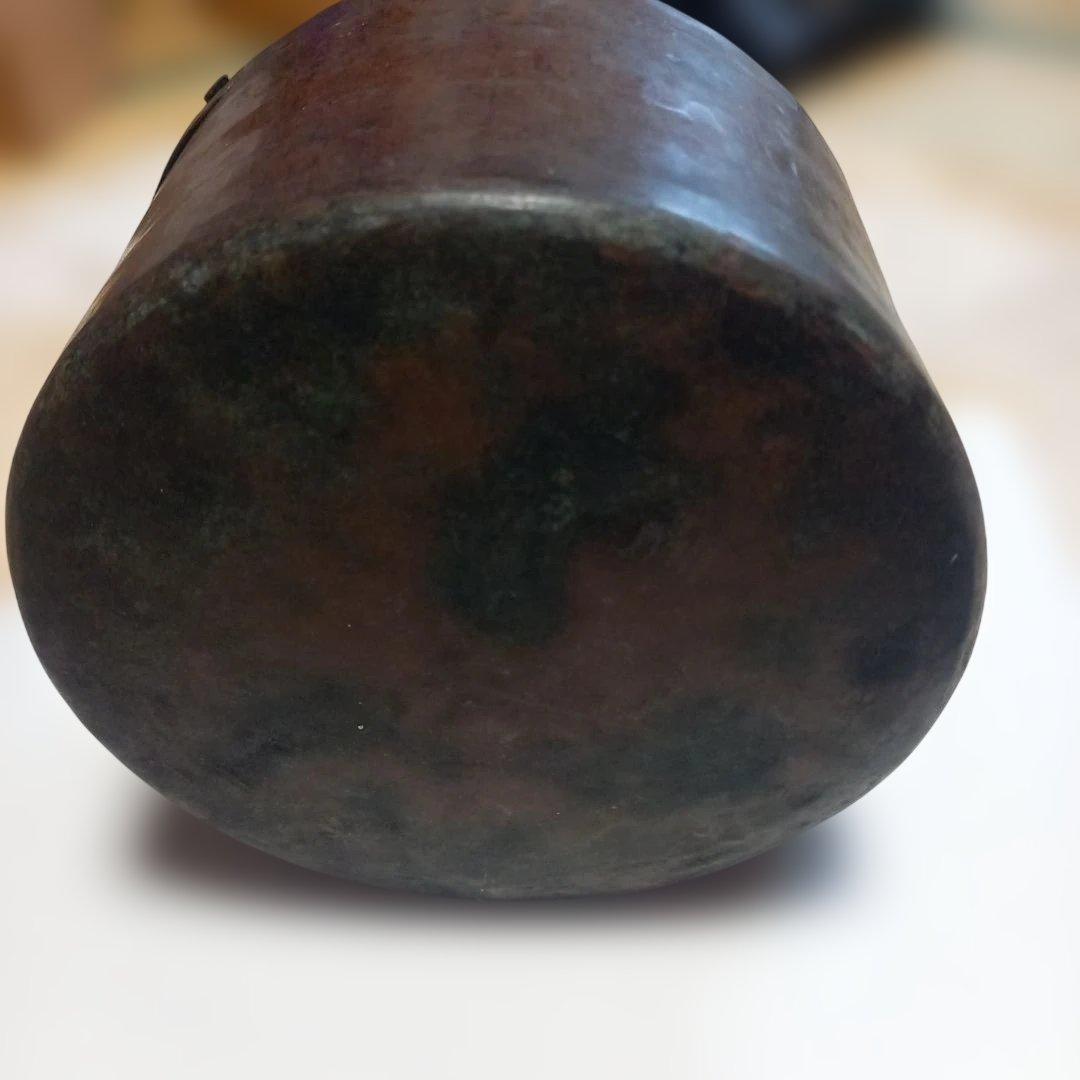 昭和モダンレトロレア物純銅製 丸型銅瓶 編み込みハンドル