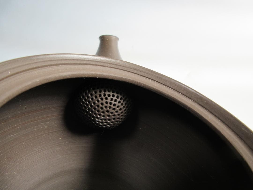 【未使用】常滑焼 秋峰造 紅葉紋様 黒泥 急須 共箱 茶注