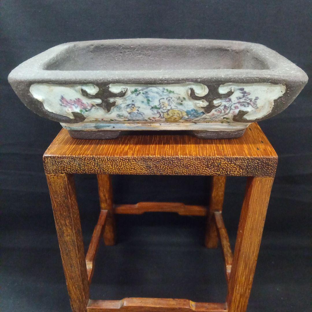 022.【陶翠窯】 ワン型長角額画/３.6号盆栽鉢/植木鉢