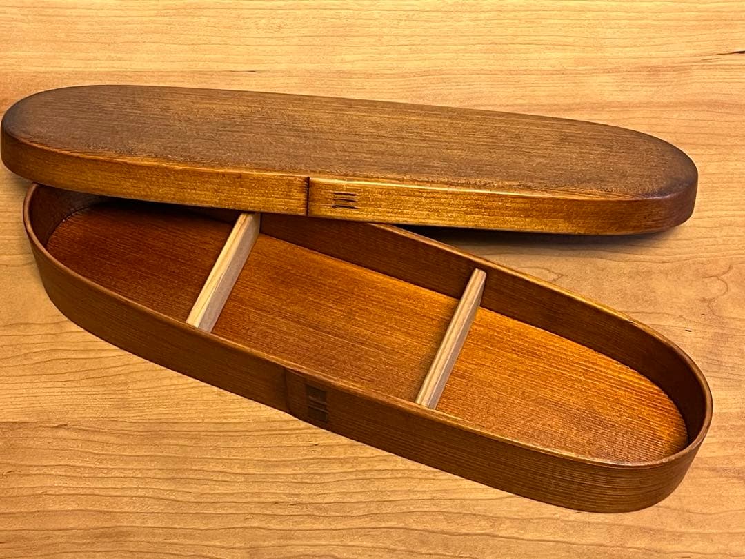 柴田慶信商店製曲げわっぱ、長手弁当箱（大）拭き漆