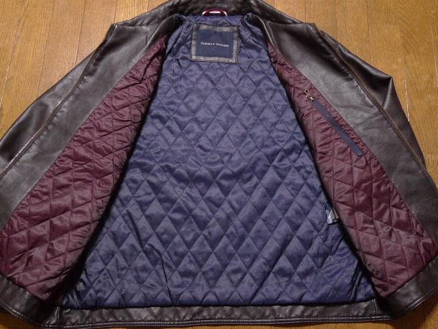 【大きい】2XL3XL日本サイズ位トミーヒルフィガーUS本革調レザージャケット茶