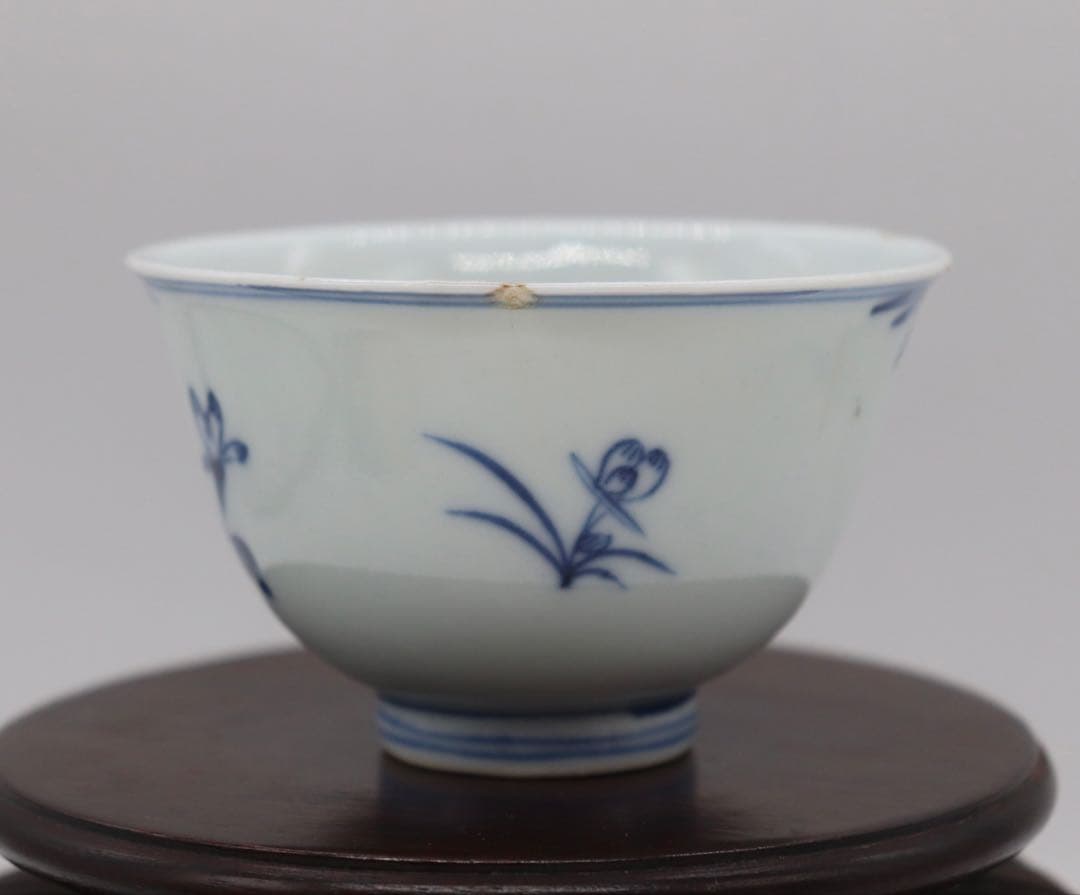 中国　清時代早期　染付竹紋湯呑み　茶器　送料込み251002