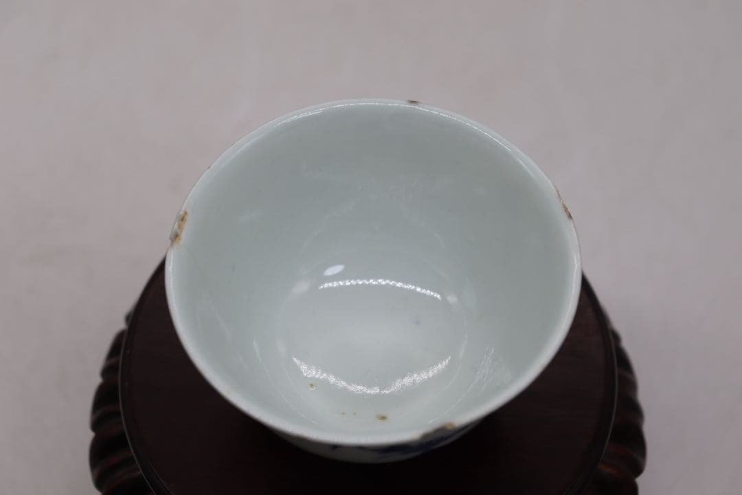 中国　清時代早期　染付竹紋湯呑み　茶器　送料込み251002