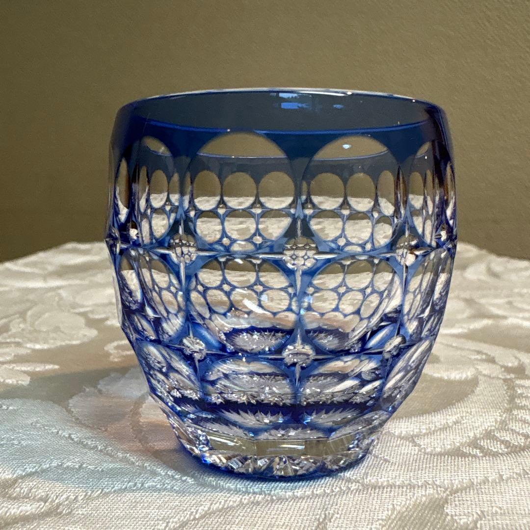 江戸切子　カガミクリスタル　冷酒杯　「紫陽花」「向日葵」 鍋谷聡作　伝統工芸品