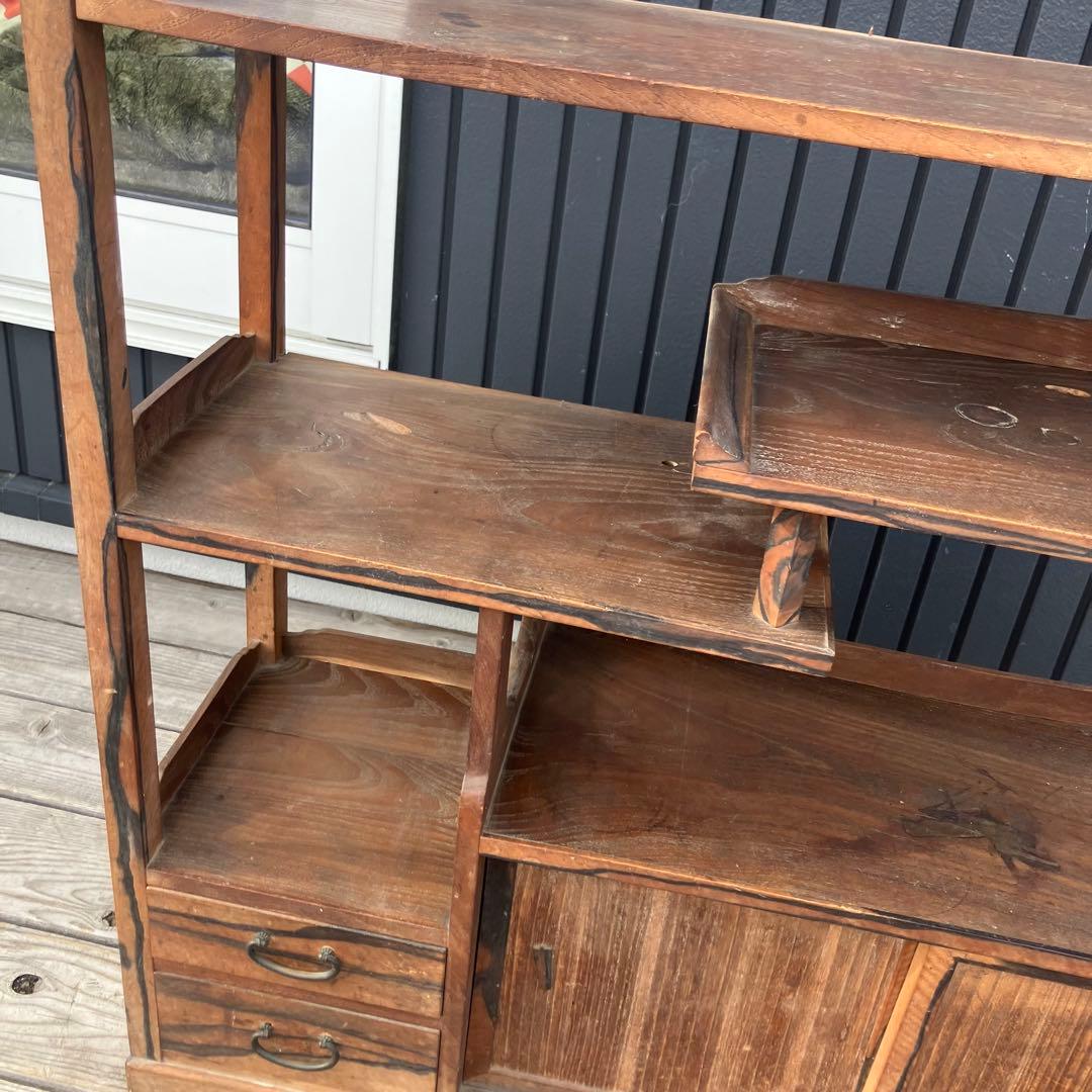 昭和レトロ 木製茶箪笥 茶棚 飾り棚 サイドボード 古家具 古民家 ビンテージ