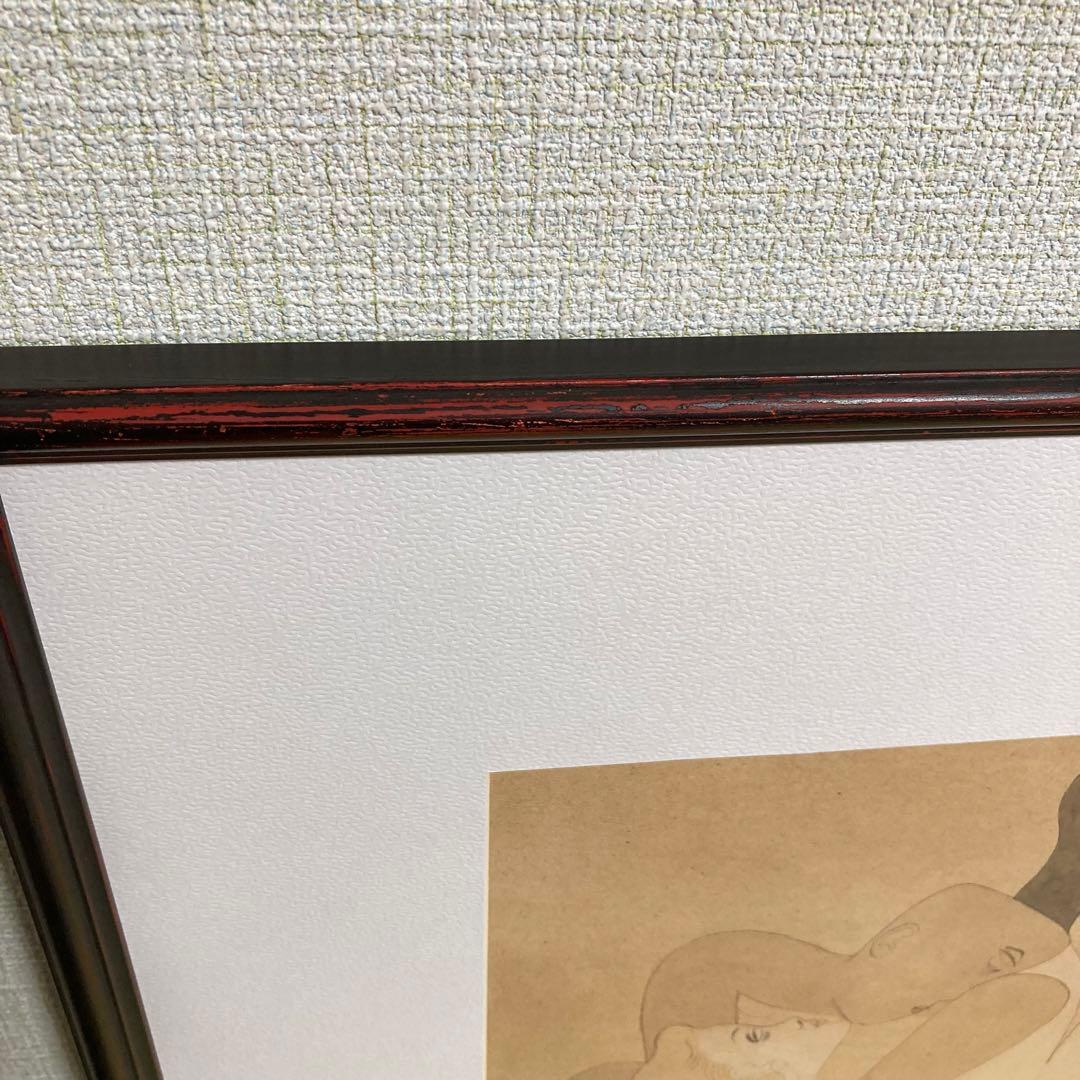 【真作保証】東郷青児「男と女」水彩画 直筆サイン 鑑定書有り 裸婦 絵画