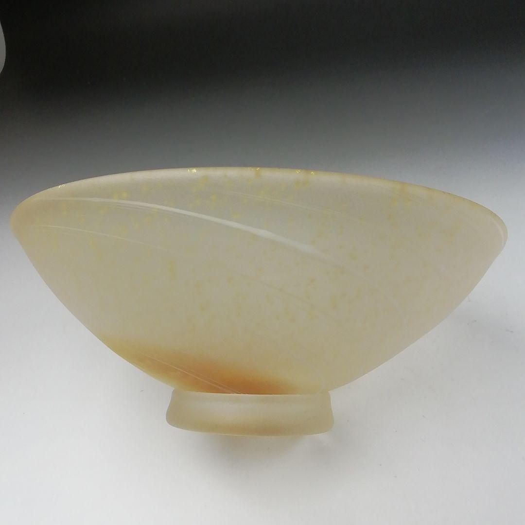 Ｔ４５１　茶碗　『瑠璃の匠』『ガラス平茶碗』『原田宗春 作』共箱　抹茶碗　茶道具