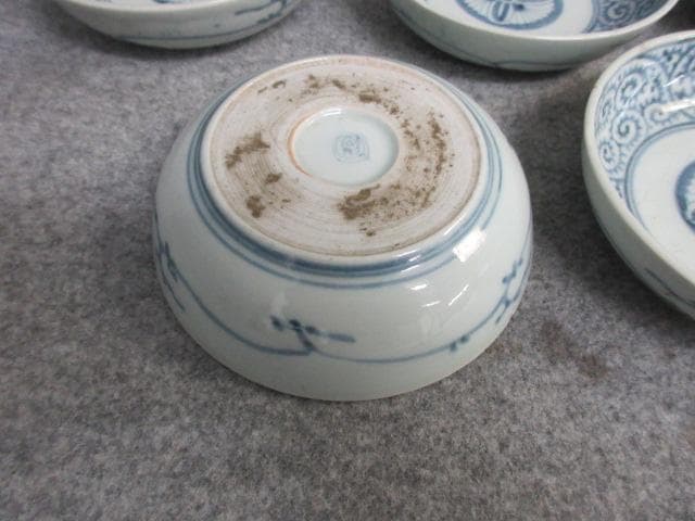 古伊万里染付蛸唐草文くらわんかなます皿5枚 [B26532]