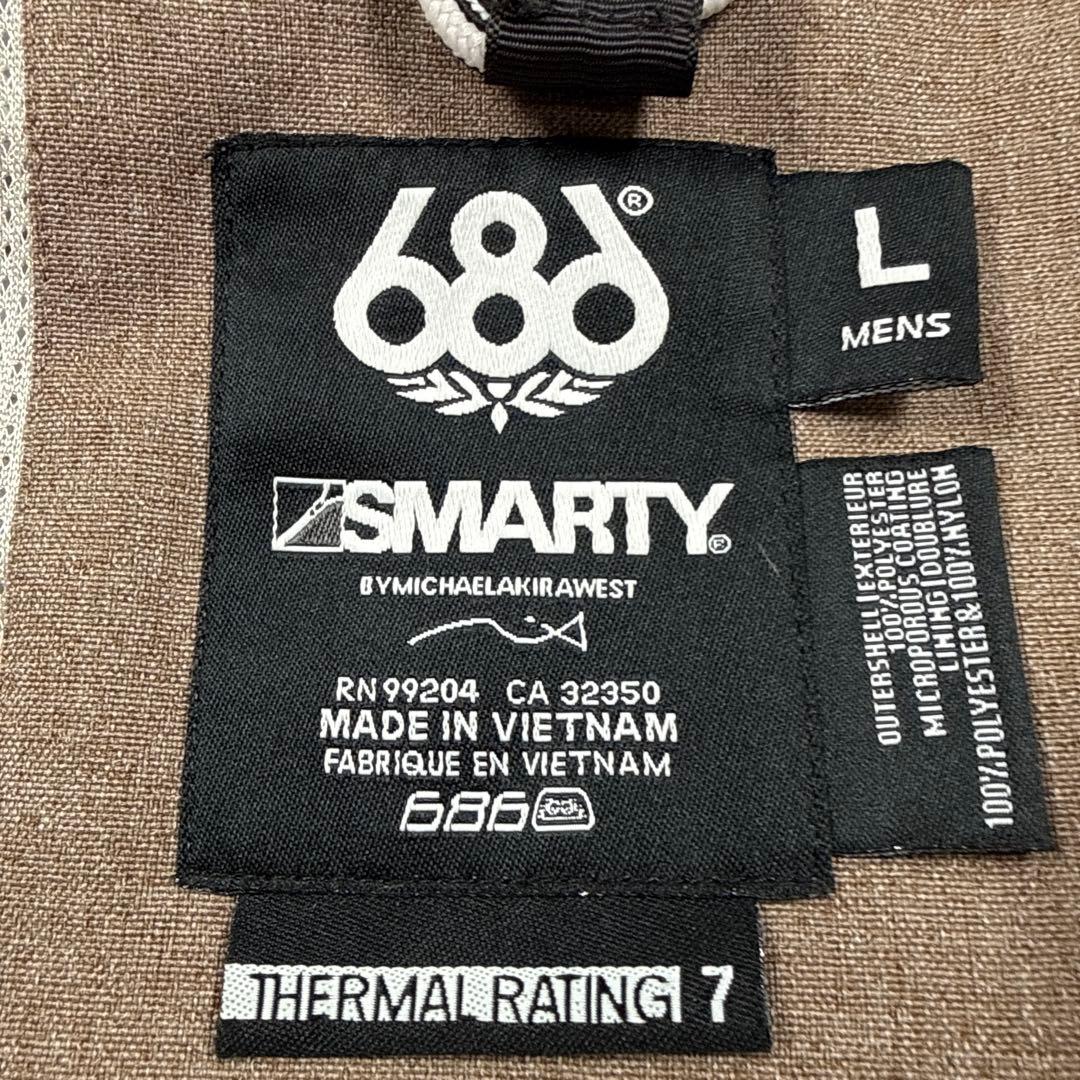 686 スノーボードウェア SMARTY 高機能 マウンテンパーカー 茶 L