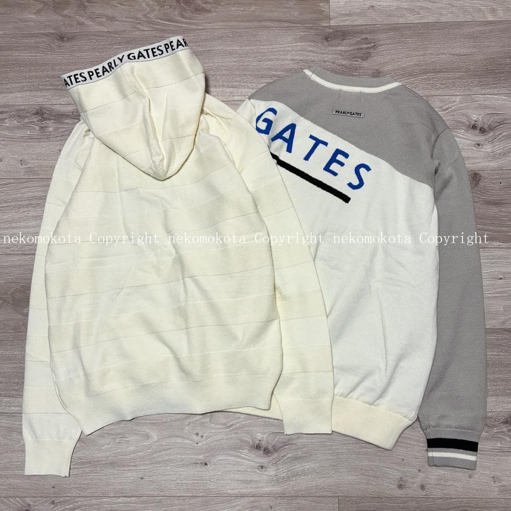 パーリーゲイツ ストレッチ天竺 ボーダージャガード ツインニット パーカー 4