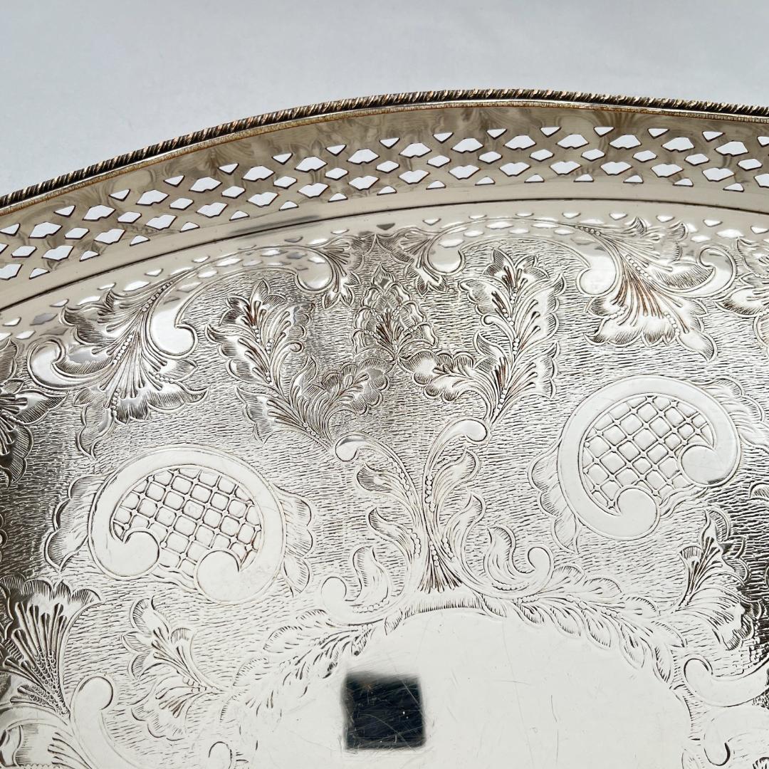 【英国】ビクトリアン ギャラリートレー 40cm 装飾フット