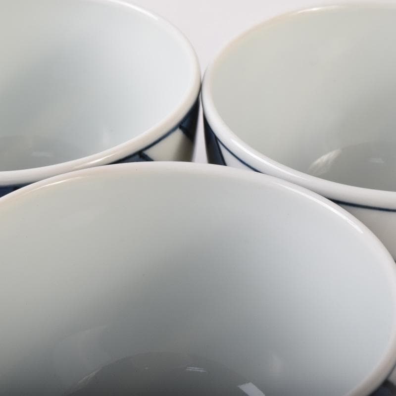 茶道具　京焼　清閑寺窯　杉田祥平造　染付　棯文　汲出碗　五客　共箱　V　7251