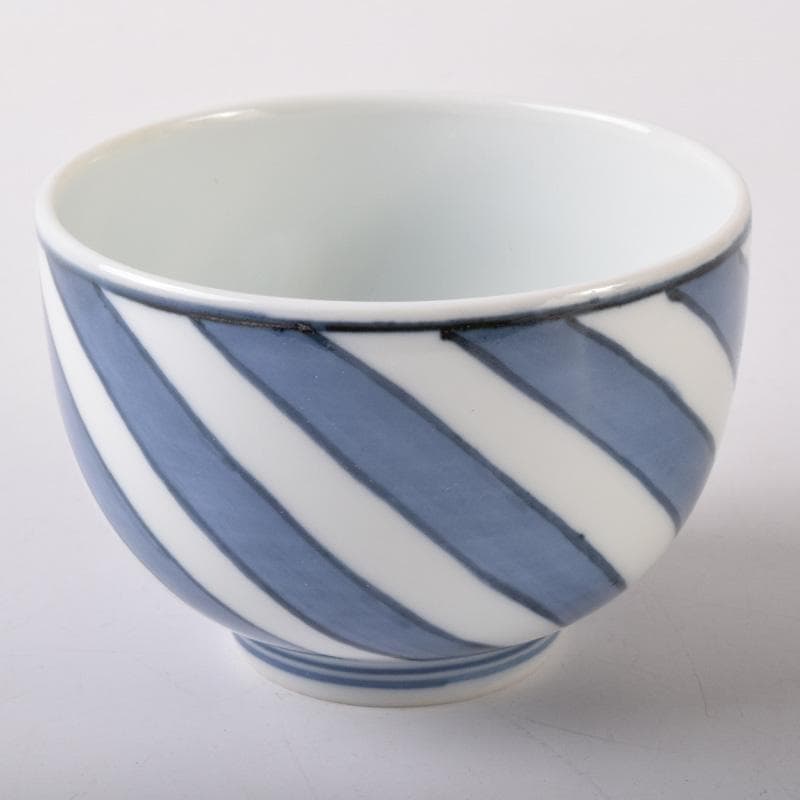 茶道具　京焼　清閑寺窯　杉田祥平造　染付　棯文　汲出碗　五客　共箱　V　7251